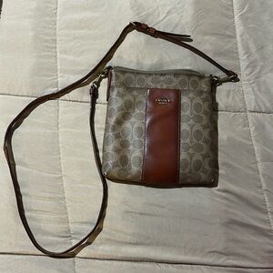 Coach Brown Signature Crossbody with Tan Leather